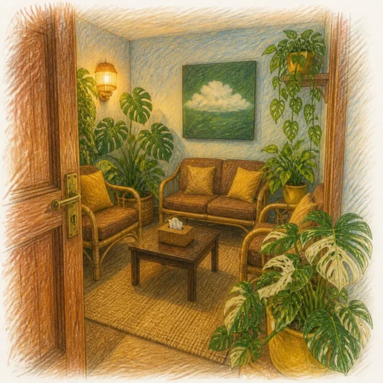 Dr. Yujal's empty office seen through a slightly open door